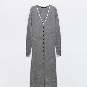 Zara Gray Long Striped Dress NWT